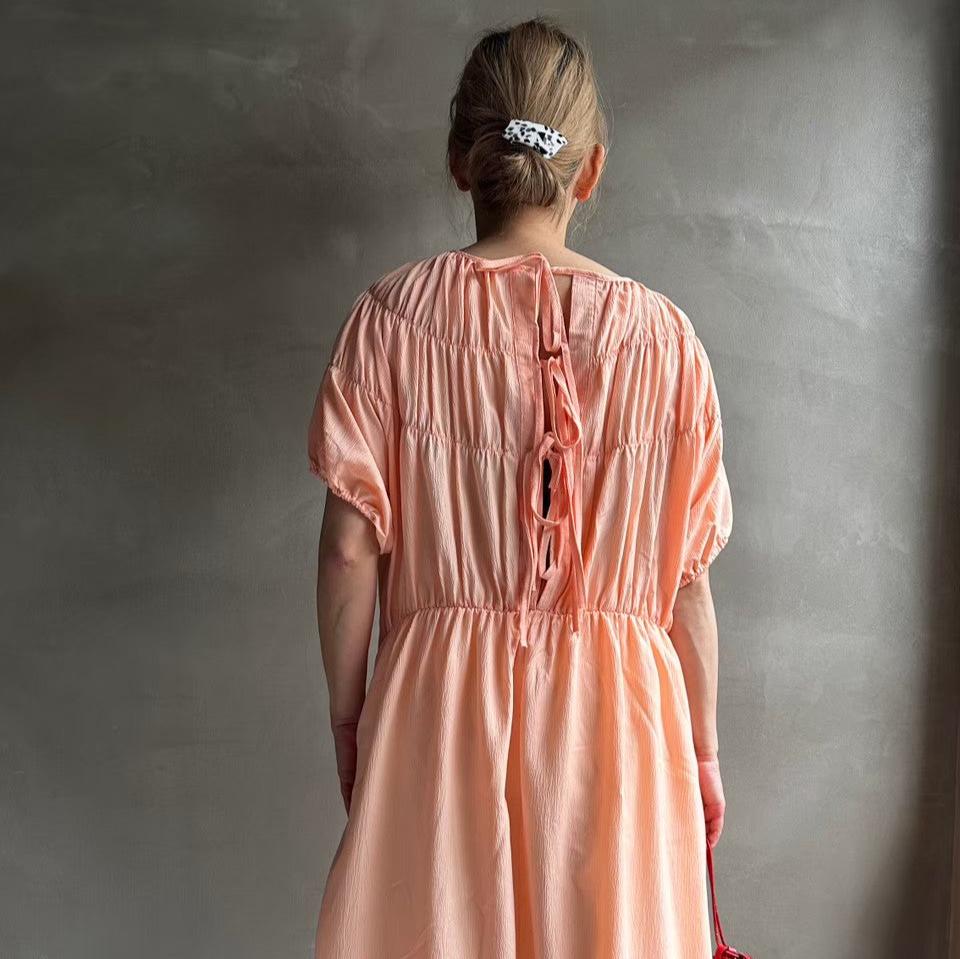 【ハモミシノオトナフク】Tiered shirring ribbon OP