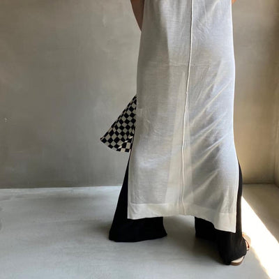 【ハモミシノオトナフク】Sheer knit north slit one piece