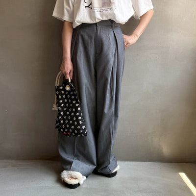 【ハモミシノオトナフク】Twill tuck wide pants