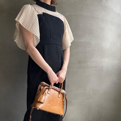 【ハモミシノオトナフク】Chiffon pleated ruffle OP