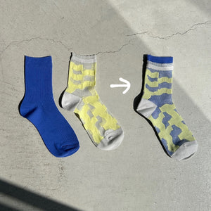 【hamomisi】Sheer&Rib 2way short socks