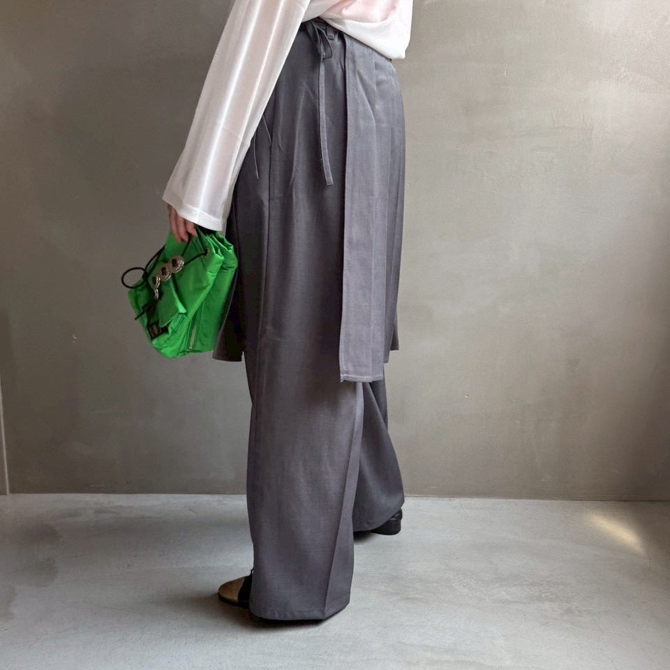 【ハモミシノオトナフク】Wrap pleated skirt pants