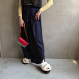 【ハモミシノオトナフク】Cool touch gathered tuck wide pants