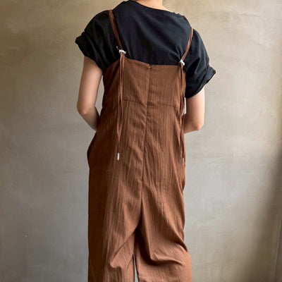 【ハモミシノオトナフク】Linen-like bustier-style salopette