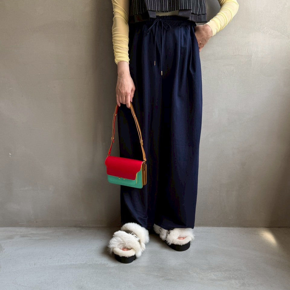 【ハモミシノオトナフク】Cool touch gathered tuck wide pants