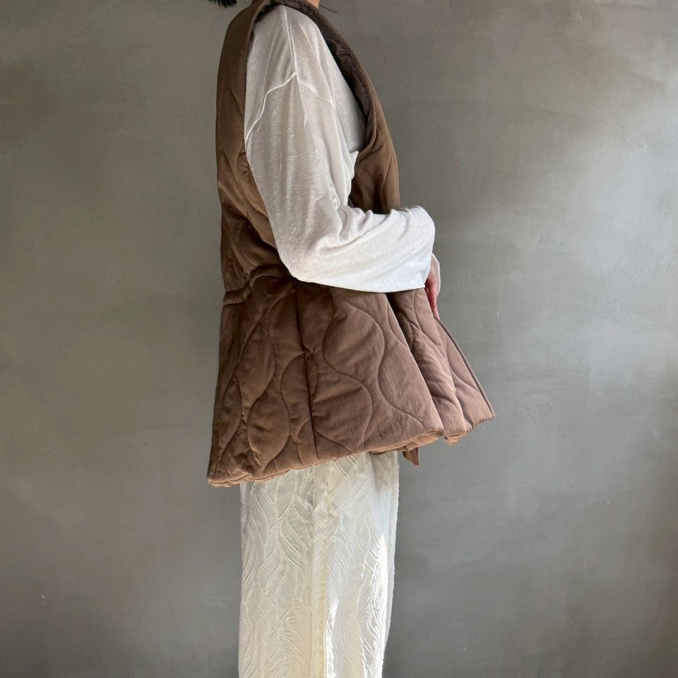 【ハモミシノオトナフク】Quilted flared vest