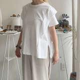 【ハモミシノオトナフク】Side frill T-shirt