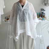 【ハモミシノオトナフク】Sheer Jacquard Poncho
