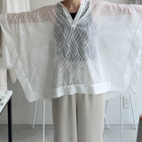 【ハモミシノオトナフク】Sheer Jacquard Poncho