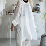 【ハモミシノオトナフク】Sheer Jacquard Poncho