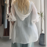 【ハモミシノオトナフク】Sheer Washed Hooded Shirt