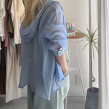 【ハモミシノオトナフク】Sheer Washed Hooded Shirt