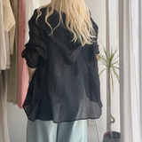【ハモミシノオトナフク】Sheer Washed Hooded Shirt