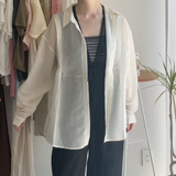 【ハモミシノオトナフク】Sheer striped oversized shirt