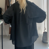 【ハモミシノオトナフク】Sheer striped oversized shirt
