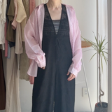 【ハモミシノオトナフク】Sheer striped oversized shirt