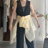 【ハモミシノオトナフク】Sheer striped oversized shirt