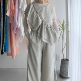 【ハモミシノオトナフク】Summer Tweed Ruffle All-in-One