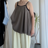 【ハモミシノオトナフク】Linen-Touch Back Slit Camisole