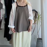 【ハモミシノオトナフク】Linen-Touch Back Slit Camisole