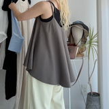 【ハモミシノオトナフク】Linen-Touch Back Slit Camisole