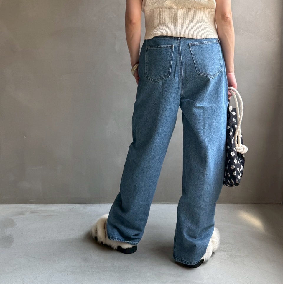 【ハモミシノオトナフク】Center-switched semiwide pants