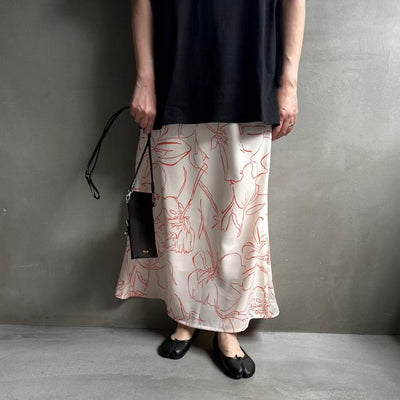 【ハモミシノオトナフク】Flower semiflare long skirt