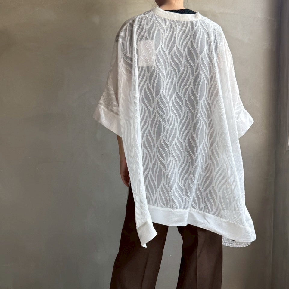 【ハモミシノオトナフク】Sheer Jacquard Poncho