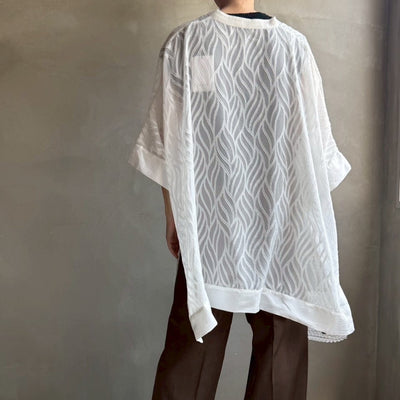 【ハモミシノオトナフク】Sheer Jacquard Poncho