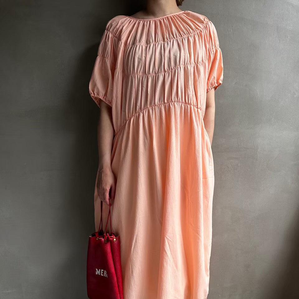 【ハモミシノオトナフク】Tiered shirring ribbon OP