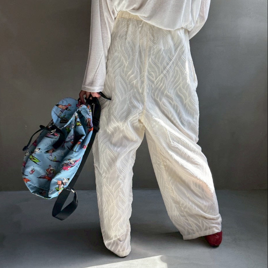 【ハモミシノオトナフク】Sheer jacquard pleated pants