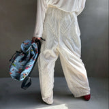 【ハモミシノオトナフク】Sheer jacquard pleated pants
