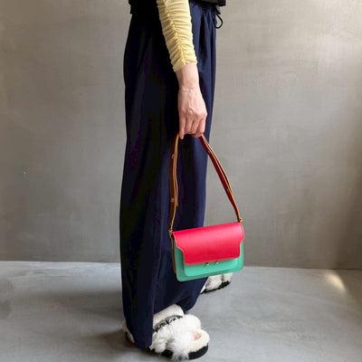 【ハモミシノオトナフク】Cool touch gathered tuck wide pants