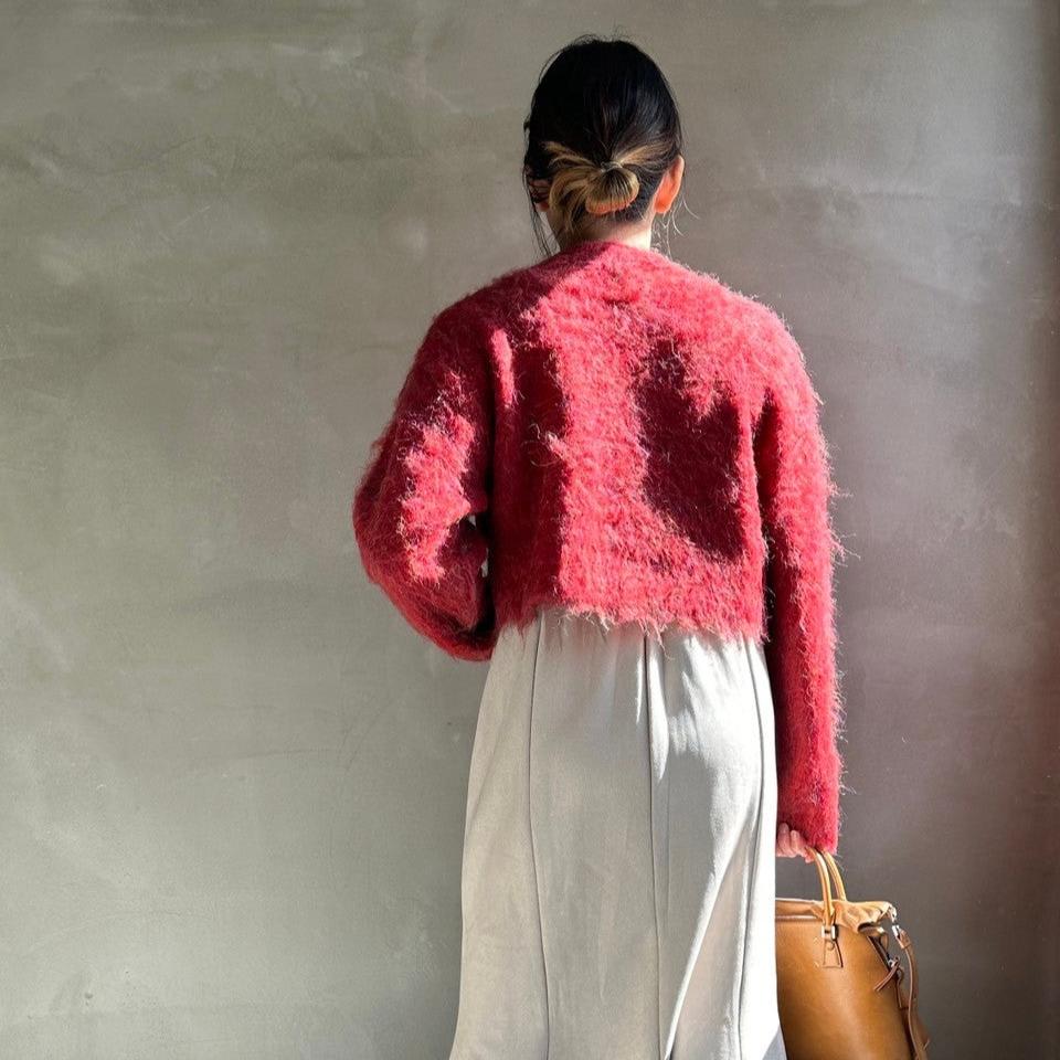 【ハモミシノオトナフク】Monster shaggy knit cropped PO