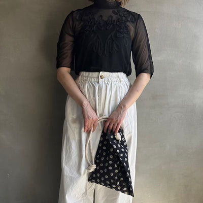 【ハモミシノオトナフク】tape embroidery sheer blouse