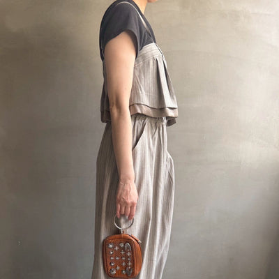 【ハモミシノオトナフク】Herrinbone stripe cami Tops