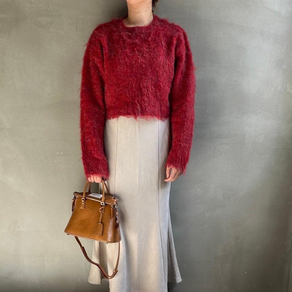 【ハモミシノオトナフク】Monster shaggy knit cropped PO