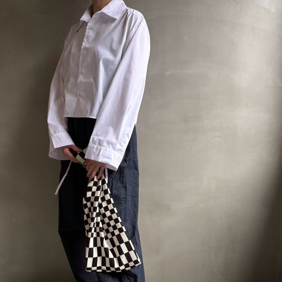 【ハモミシノオトナフク】Side gathered cropped shirt