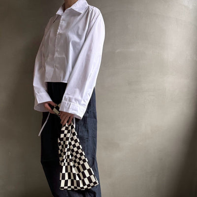 【ハモミシノオトナフク】Side gathered cropped shirt