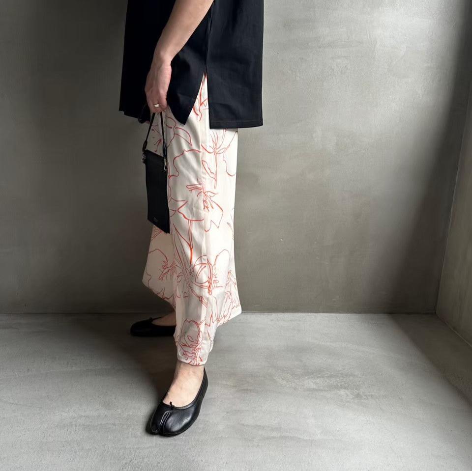 【ハモミシノオトナフク】Flower semiflare long skirt