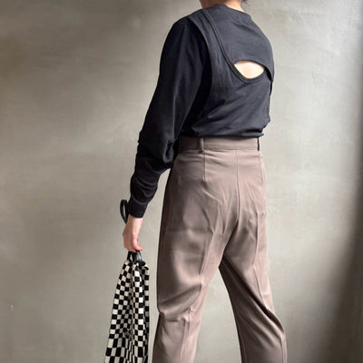 【ハモミシノオトナフク】Back cutout design long t-shirt