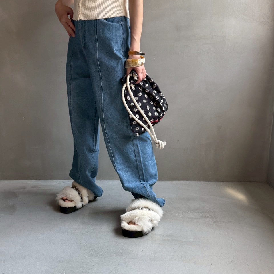 【ハモミシノオトナフク】Center-switched semiwide pants