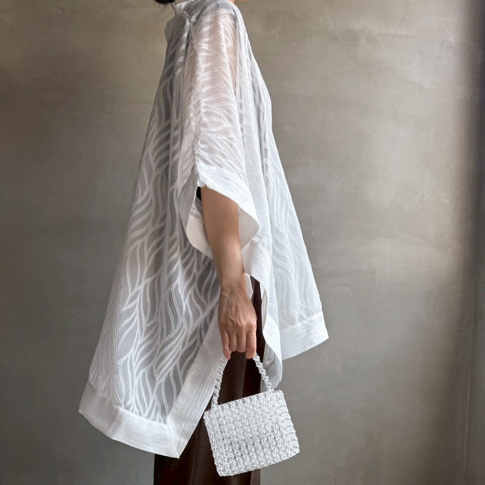 【ハモミシノオトナフク】Sheer Jacquard Poncho