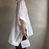 【ハモミシノオトナフク】Sheer Jacquard Poncho