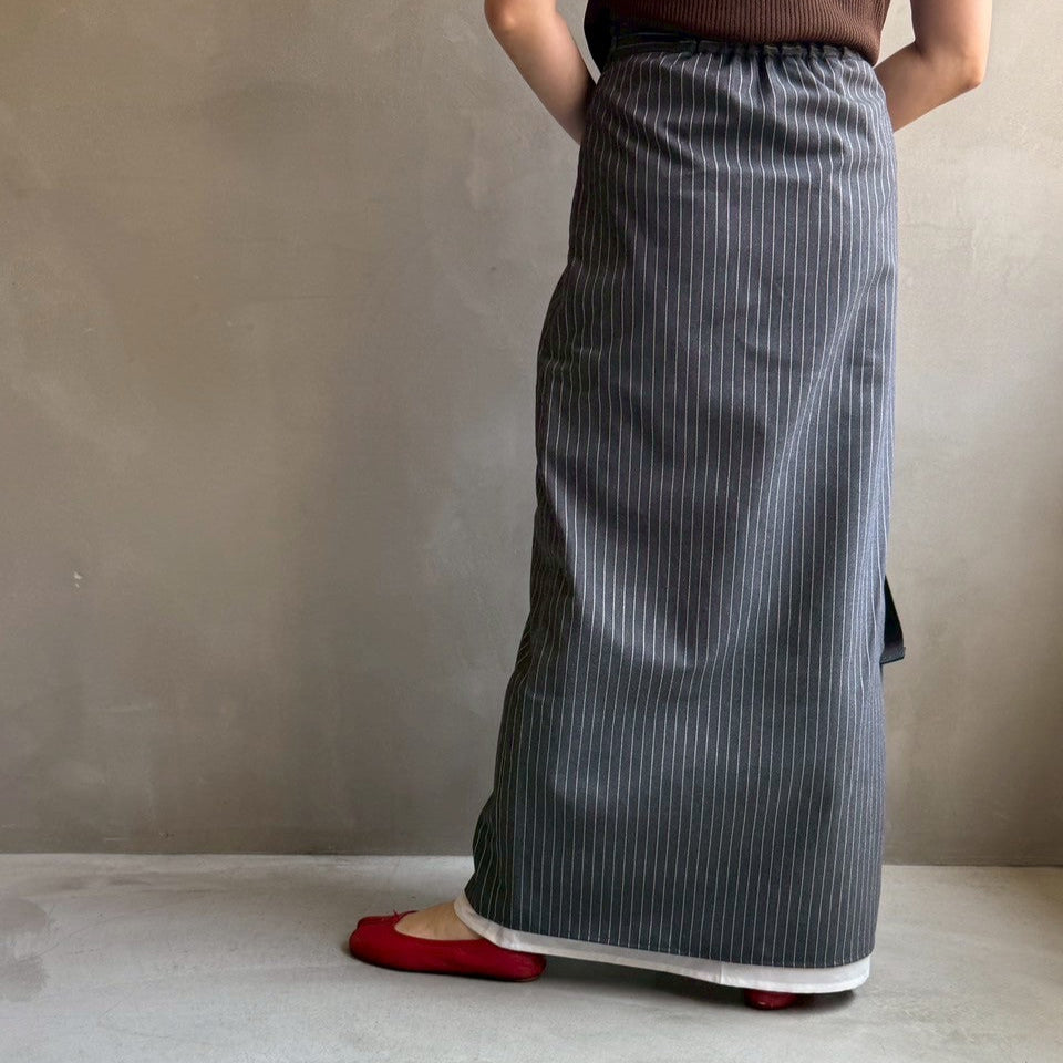 【ハモミシノオトナフク】Striped straight skirt