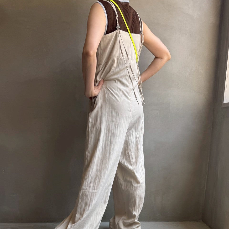 【ハモミシノオトナフク】Linen-like bustier-style salopette