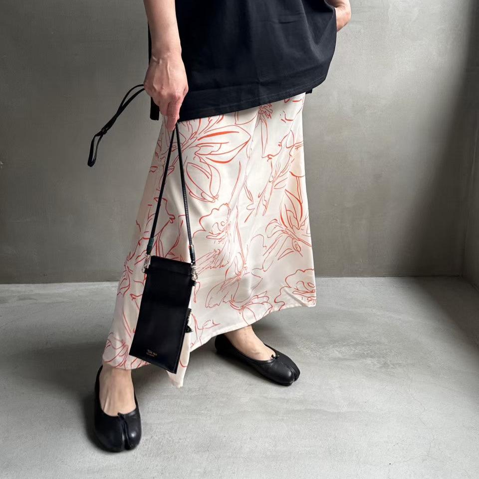 【ハモミシノオトナフク】Flower semiflare long skirt