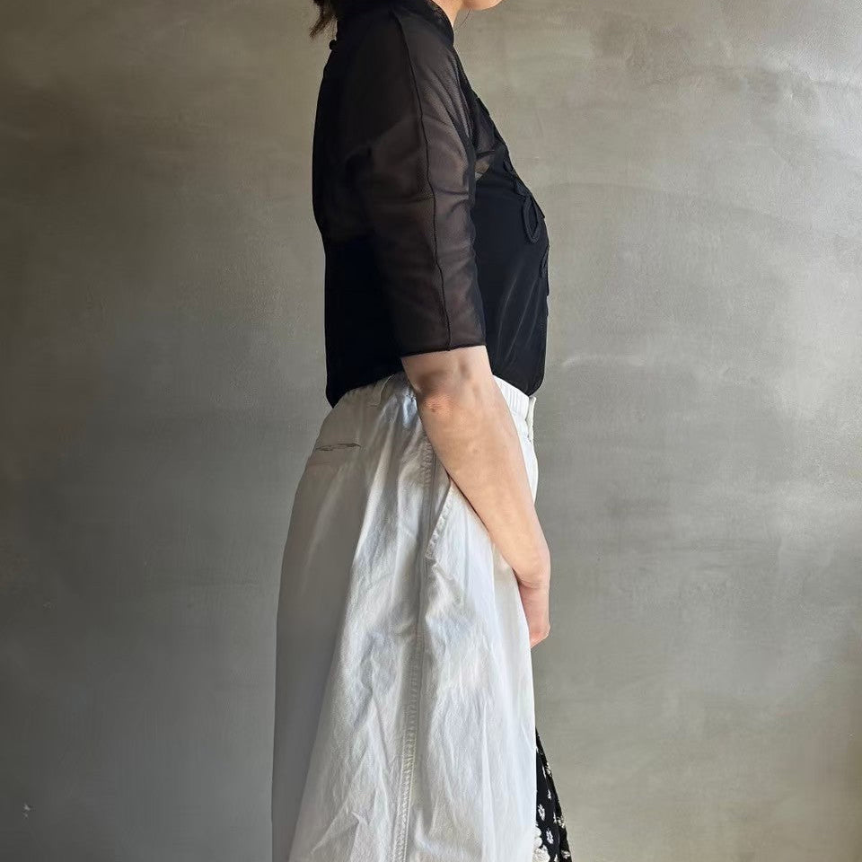 【ハモミシノオトナフク】tape embroidery sheer blouse