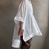 【ハモミシノオトナフク】Sheer Jacquard Poncho