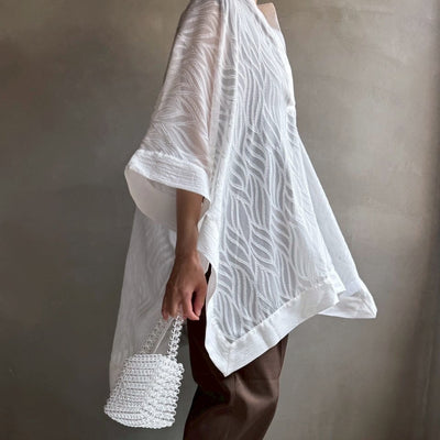 【ハモミシノオトナフク】Sheer Jacquard Poncho